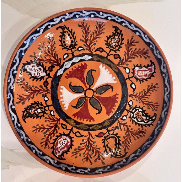 Vtg Set of 2 Hand Painted Folk Art Plates - Picture 2 of 6